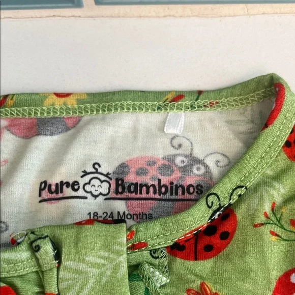 Charming Green Ladybug Kids Footie - Picture 3 of 4